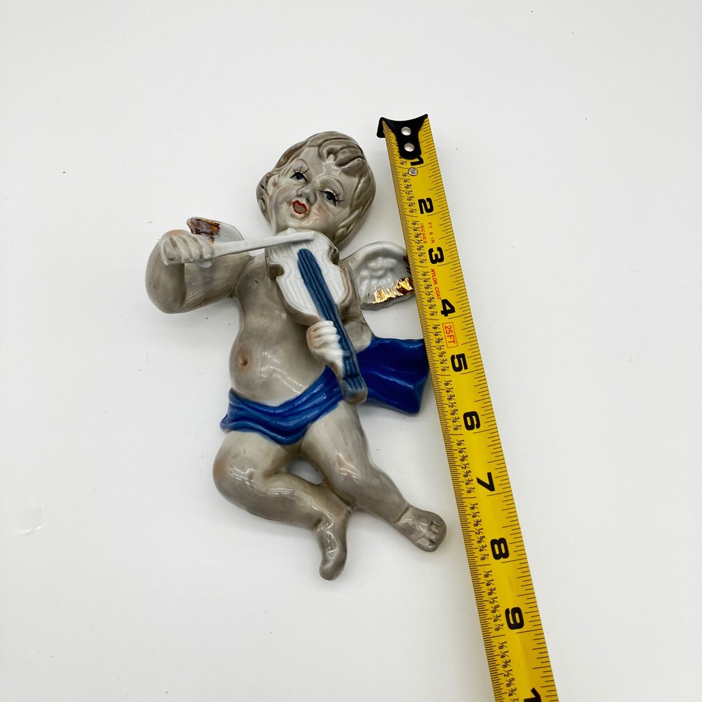 Vintage Goebel Hummel Ceramic Flying Cherub Wall Plaque Angel Violin AS IS - Picture 14 of 15